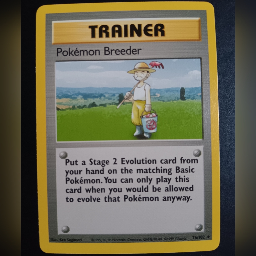 Pokemon Breeder Pokemon Card - Base Set - 76/102 Rare Non-Holo
